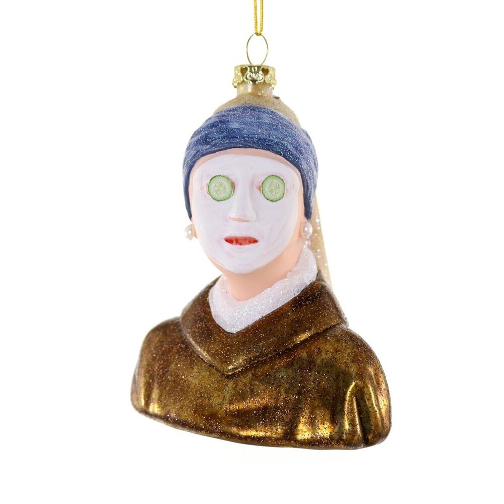 Girl with a Pearl Earring Ornament Spa Day Glass Cody Foster Artist Vermeer